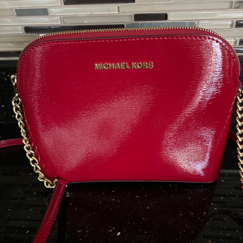 NWOT Michael Kors Dome Red Patent Crossbody Bag